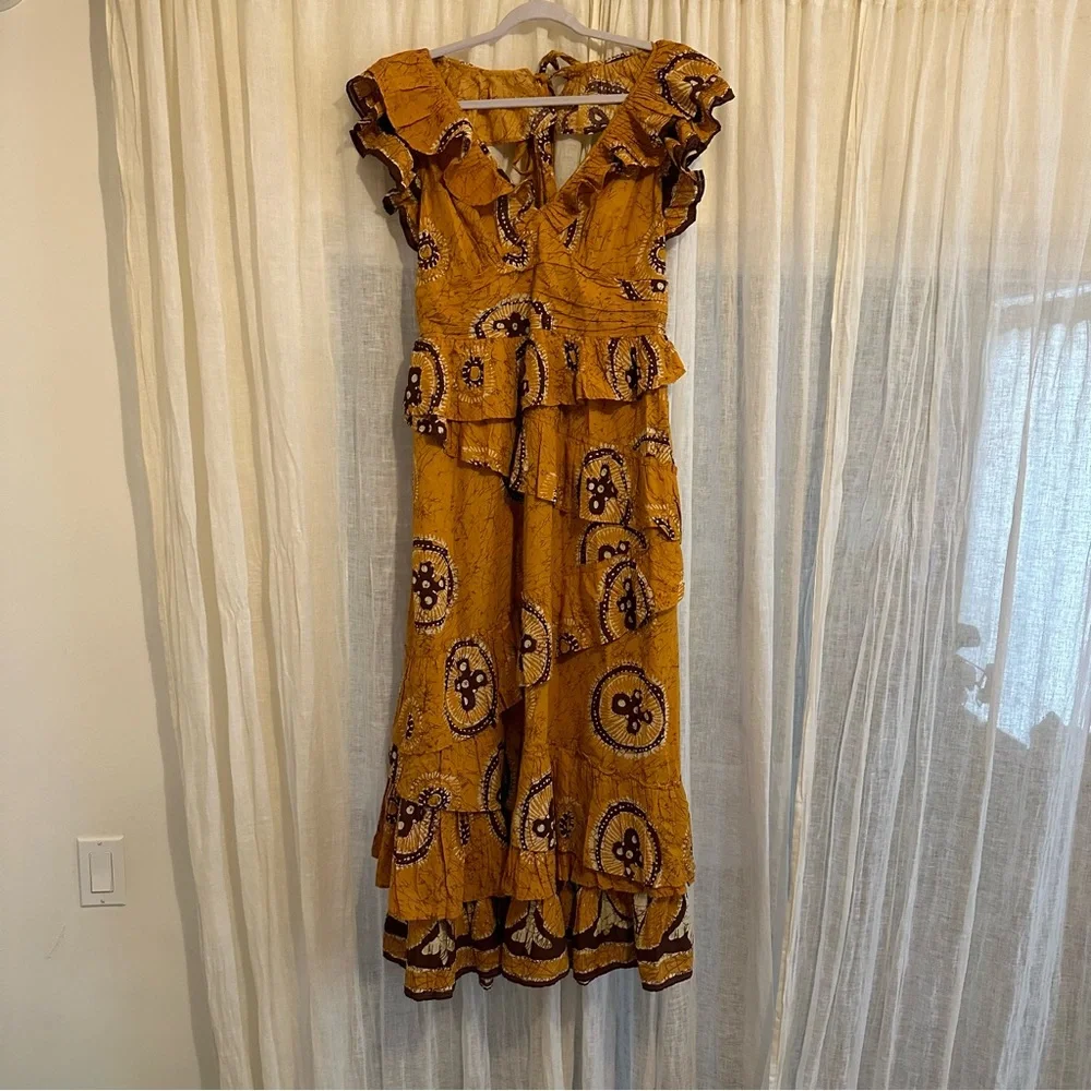 NWT Love the Label Anthropologie Adrienne Ruffled Boho Maxi Dress size large - Picture 6 of 16
